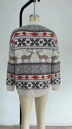 Y2k Style 2025 Winter Women Christmas Sweaters Allover Print Oversized Jumpers Full Sleeve Knitwear Warm Thick Knit Pullover Top