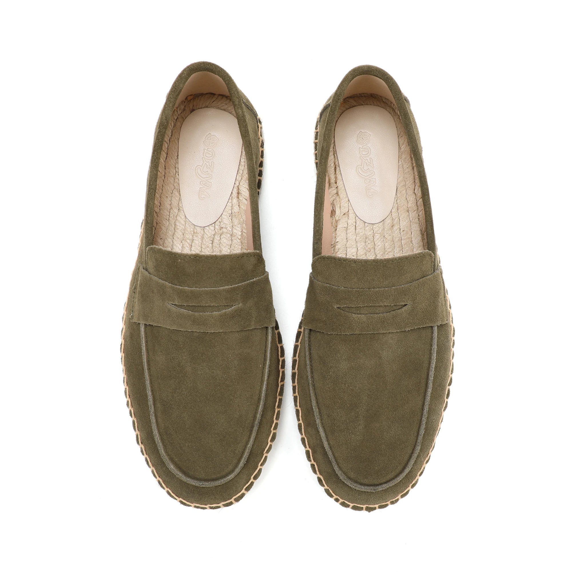 Men's Jute Espadrilles Slip on Loafers Cow Suede Leather Casual Shoes