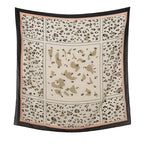 110*110cm Satin Square Scarf Women Big Size Shawl Ink Wash Style Luxury Design Scarf Floral Printed Handkerchief Damask Hijab