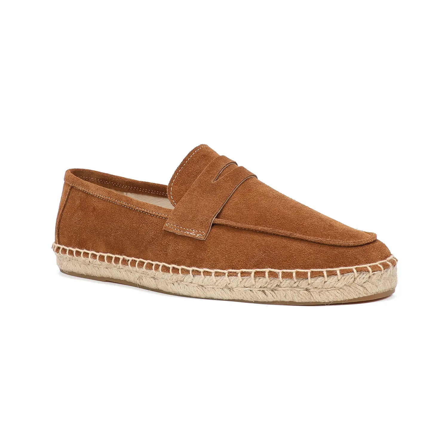 Men's Jute Espadrilles Slip on Loafers Cow Suede Leather Casual Shoes