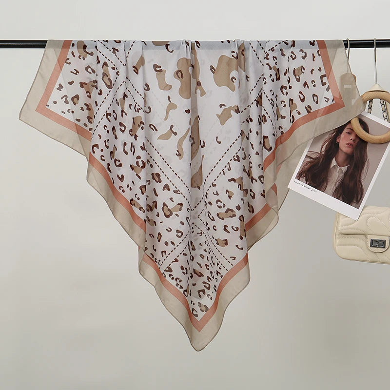 110*110cm Satin Square Scarf Women Big Size Shawl Ink Wash Style Luxury Design Scarf Floral Printed Handkerchief Damask Hijab