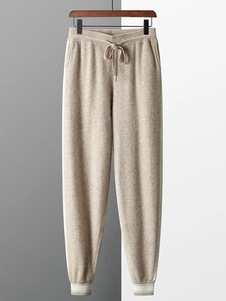 Yoyoselect Men 100% Cashmere Sweater Suit O Neck Pullover Casual Pants Luxury Soft Knitwear Autumn Winter Thick Warm Clothing