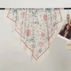 110*110cm Satin Square Scarf Women Big Size Shawl Ink Wash Style Luxury Design Scarf Floral Printed Handkerchief Damask Hijab