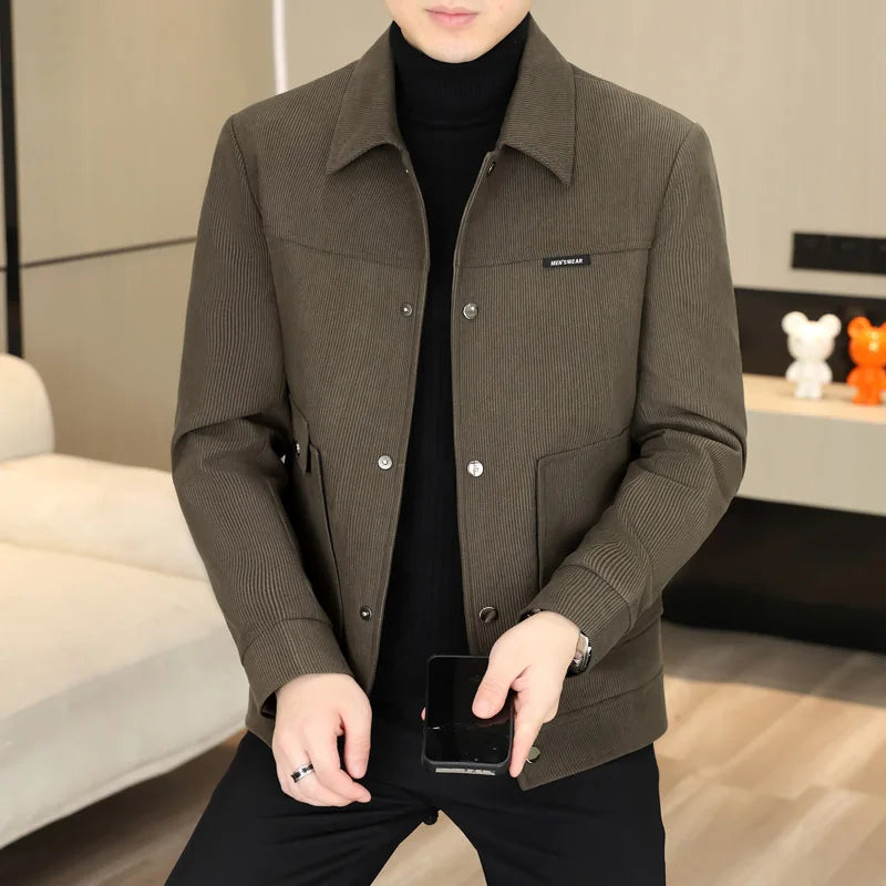 2024 Autumn Casual Business Jackets Men Slim Fit Social Office Outwear Korean Fashion Lapel Outwear Streetwear Windbreaker
