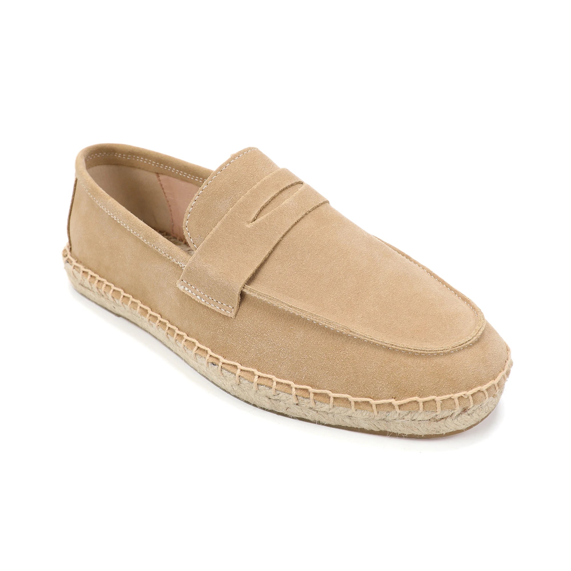 Men's Jute Espadrilles Slip on Loafers Cow Suede Leather Casual Shoes