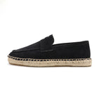 Men's Jute Espadrilles Slip on Loafers Cow Suede Leather Casual Shoes