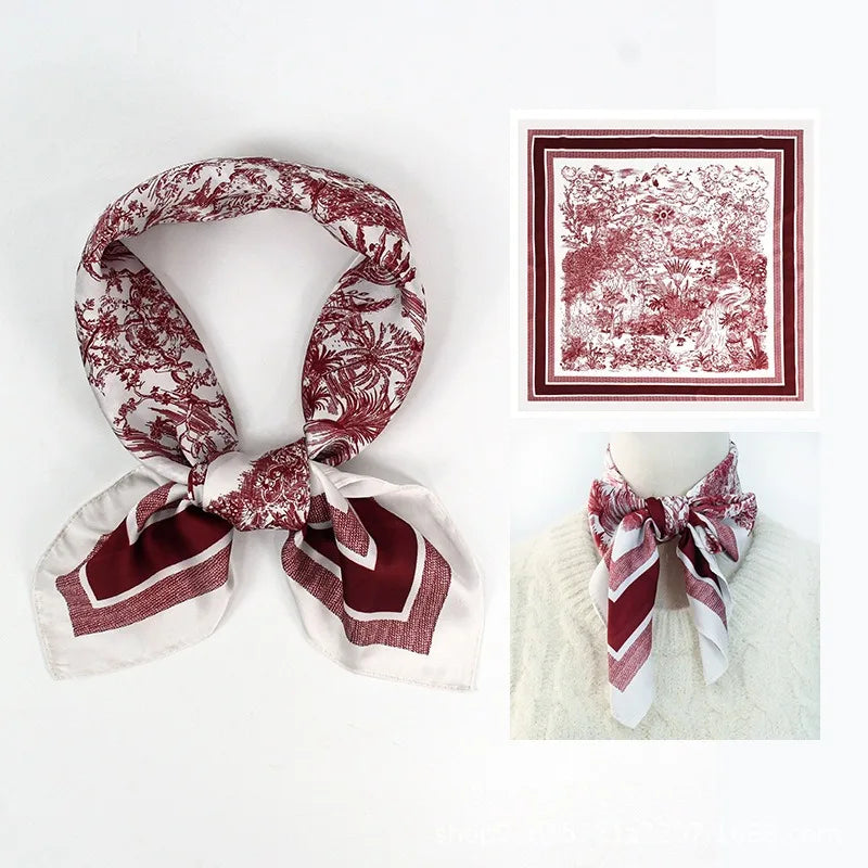 70*70cm New Literary Fashionable Bandana Simulation Silk Temperament Square Scarves Women Spring/Summer Soft Satin Scarf
