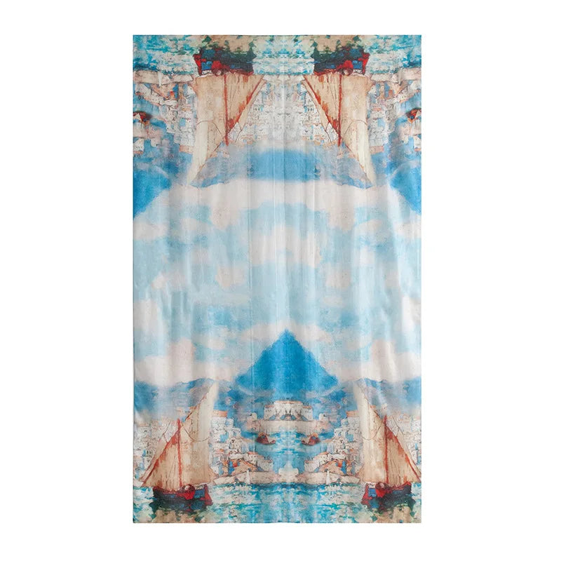 Spring and summer long strip 100% mulberry silk scarf blue silk scarf high literary sense sun protection large shawl thin