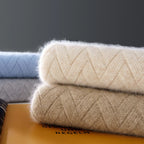 Winter Thick Warm Jacquard Cashmere Round Neck Sweater Men's Slim Fashion Pullover Knitted Wool Bottoming Shirt