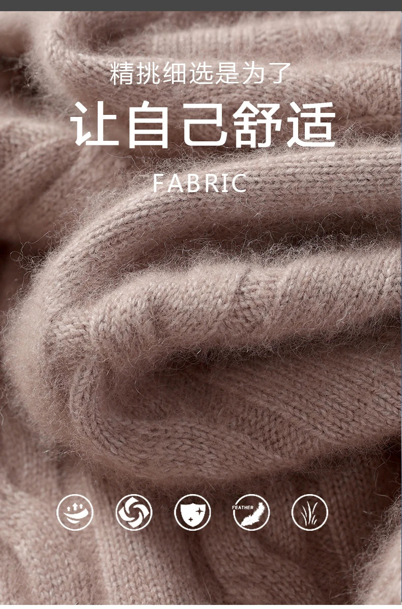 Winter New Men's Thickened Sweater Mink Cashmere Sweater Pullover Round Neck Twisted Large Size Casual Underlay Knitted Warm Top