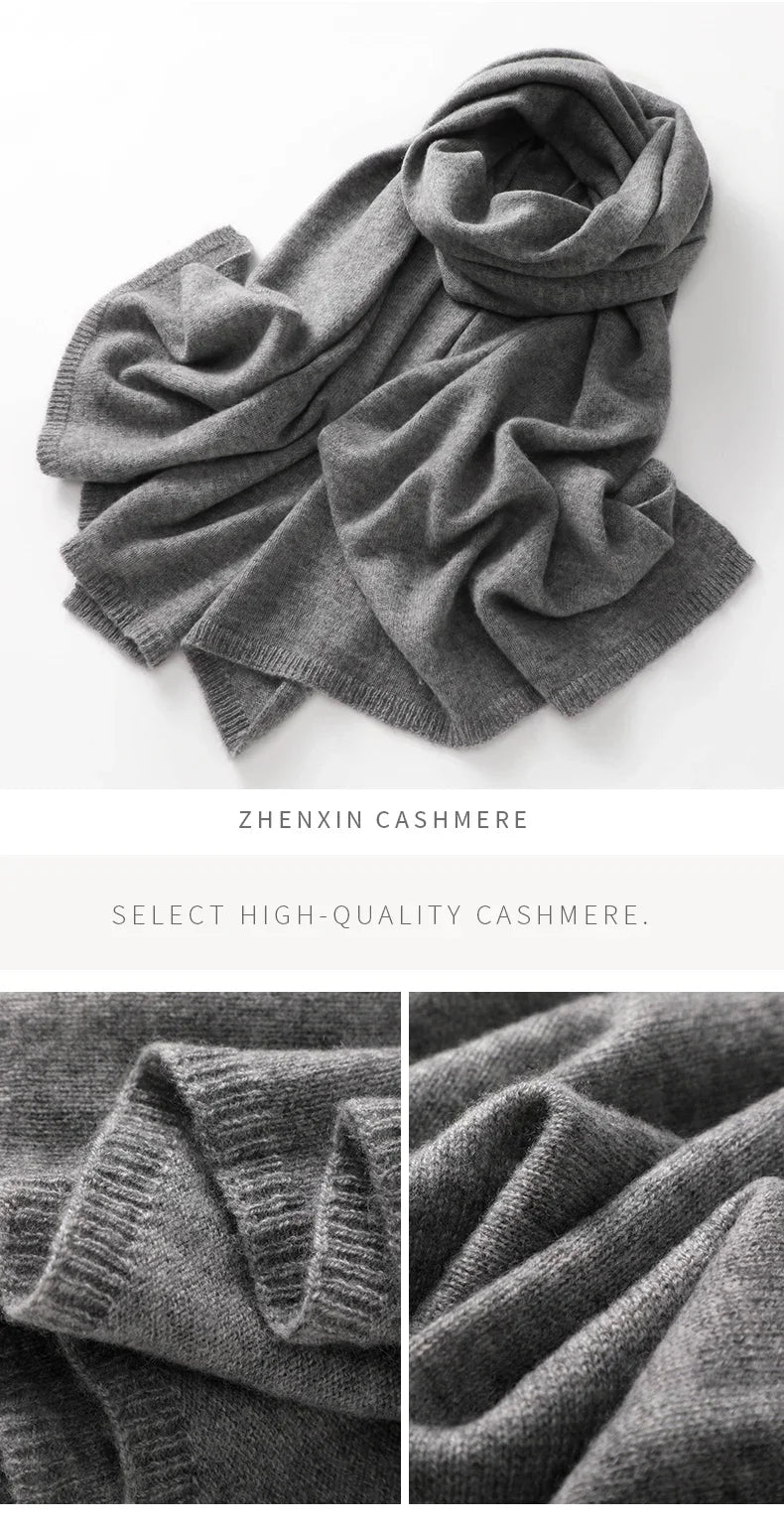 Quality 100% Cashmere Scarf for Women  Men Solid Color Warm Winter Knit Wrap, Soft Luxury Neck Warmer, Fashion Lightweight