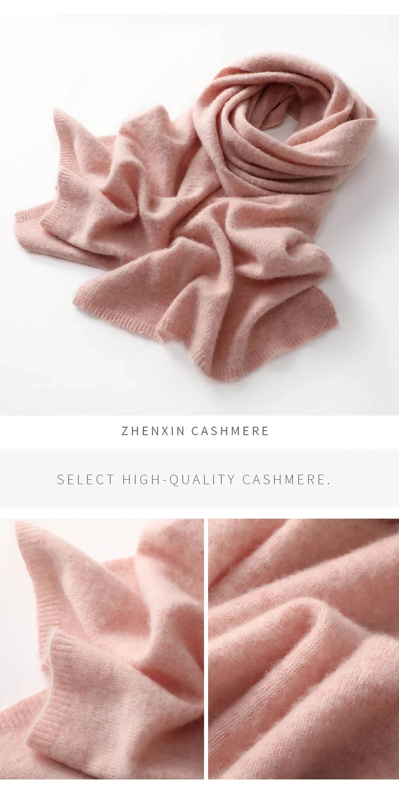 Quality 100% Cashmere Scarf for Women  Men Solid Color Warm Winter Knit Wrap, Soft Luxury Neck Warmer, Fashion Lightweight