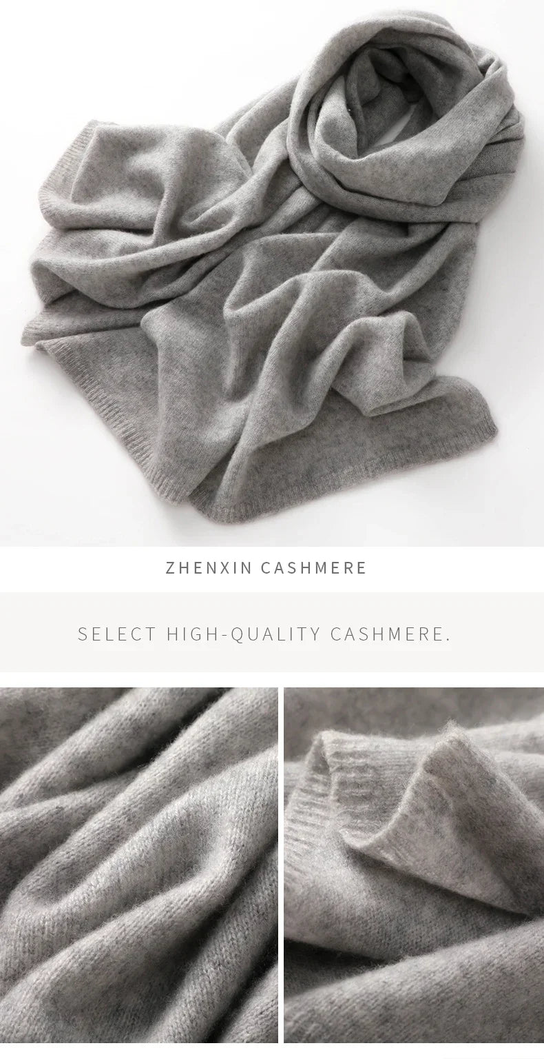 Quality 100% Cashmere Scarf for Women  Men Solid Color Warm Winter Knit Wrap, Soft Luxury Neck Warmer, Fashion Lightweight