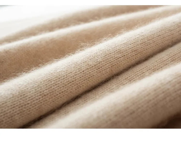 2024 Autumn and Winter New Thick Cashmere Sweater Women High Neck Pullover Sweater Warm Loose Knitted Base Sweater Jacket Tops