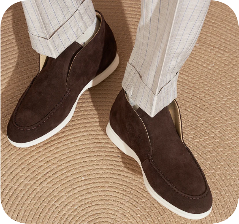 New Cow Leather Casual Men's Slip-On Loafers Lightweight Daily Wear Outdoor Real Leather Leisure Shoes round Toe Rubber Outsole