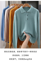 2025 Autumn And Winter New Men's Mink Wool Sweater POLO Collar Pullover Business Thick Warm Loose Oversized Knitted Sweater Tops