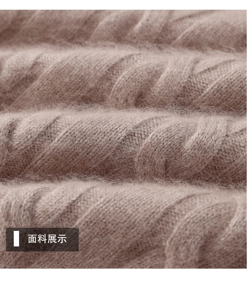 Winter New Men's Thickened Sweater Mink Cashmere Sweater Pullover Round Neck Twisted Large Size Casual Underlay Knitted Warm Top