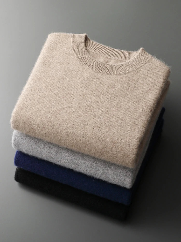 Yoyoselect Men 100% Cashmere Sweater Suit O Neck Pullover Casual Pants Luxury Soft Knitwear Autumn Winter Thick Warm Clothing
