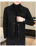 2024 Autumn Casual Business Jackets Men Slim Fit Social Office Outwear Korean Fashion Lapel Outwear Streetwear Windbreaker