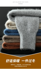 100% Pure Mink Cashmere Sweater Men's POLO Collar Wears Thick Button-Down Lapels And Solid Color Casual Knitted Bottoming Shirt