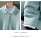 2025 Autumn And Winter New Men's Mink Wool Sweater POLO Collar Pullover Business Thick Warm Loose Oversized Knitted Sweater Tops