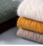 Winter New Men's Thickened Sweater Mink Cashmere Sweater Pullover Round Neck Twisted Large Size Casual Underlay Knitted Warm Top