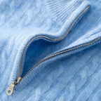 Men's 100% Pure Cashmere Pullover Thickened Warm Zipper Sweater High Collar Loose Top Business Leisure Solid Knitted