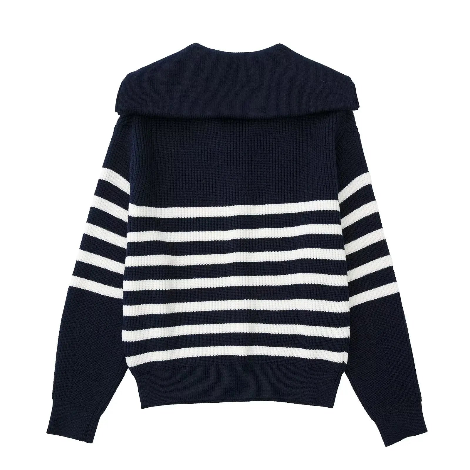 Quarter Zipper Sweater Women Long Sleeve High Collar Rib Knit Pullover Casual Striped Sweater Jumper Fall Winter Outfit