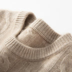 Men's 100% pure cashmere pullover casual solid color knitted sweater loose round neck Tops thick and warm Jumper