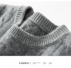 Men's 100% pure cashmere pullover casual solid color knitted sweater loose round neck Tops thick and warm Jumper