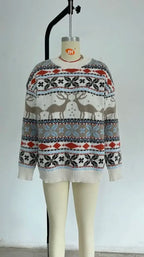 Y2k Style 2025 Winter Women Christmas Sweaters Allover Print Oversized Jumpers Full Sleeve Knitwear Warm Thick Knit Pullover Top