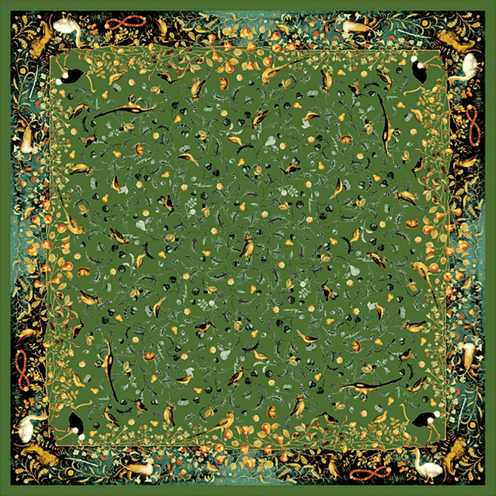 100% Pure Mulberry Silk Women Square Scarf Prints Headband Neckerchief Luxury Female Hair Ornament Female Bandana Scarves 53CM