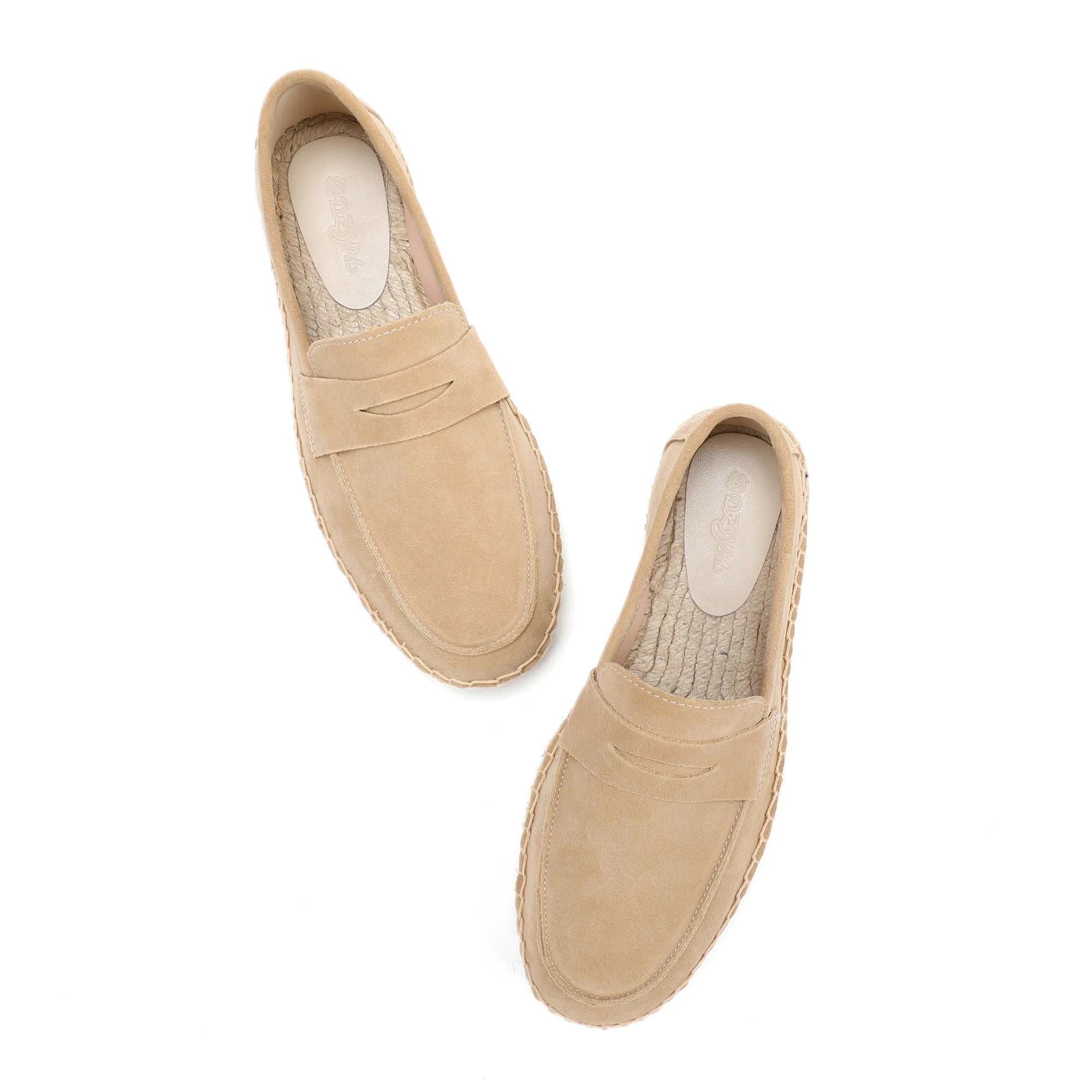 Men's Jute Espadrilles Slip on Loafers Cow Suede Leather Casual Shoes