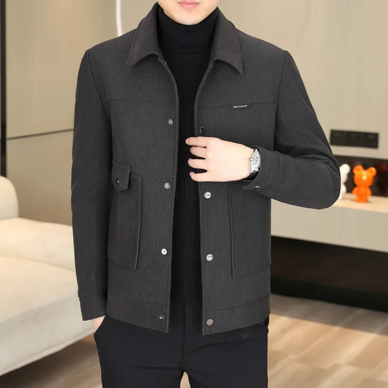 2024 Autumn Casual Business Jackets Men Slim Fit Social Office Outwear Korean Fashion Lapel Outwear Streetwear Windbreaker