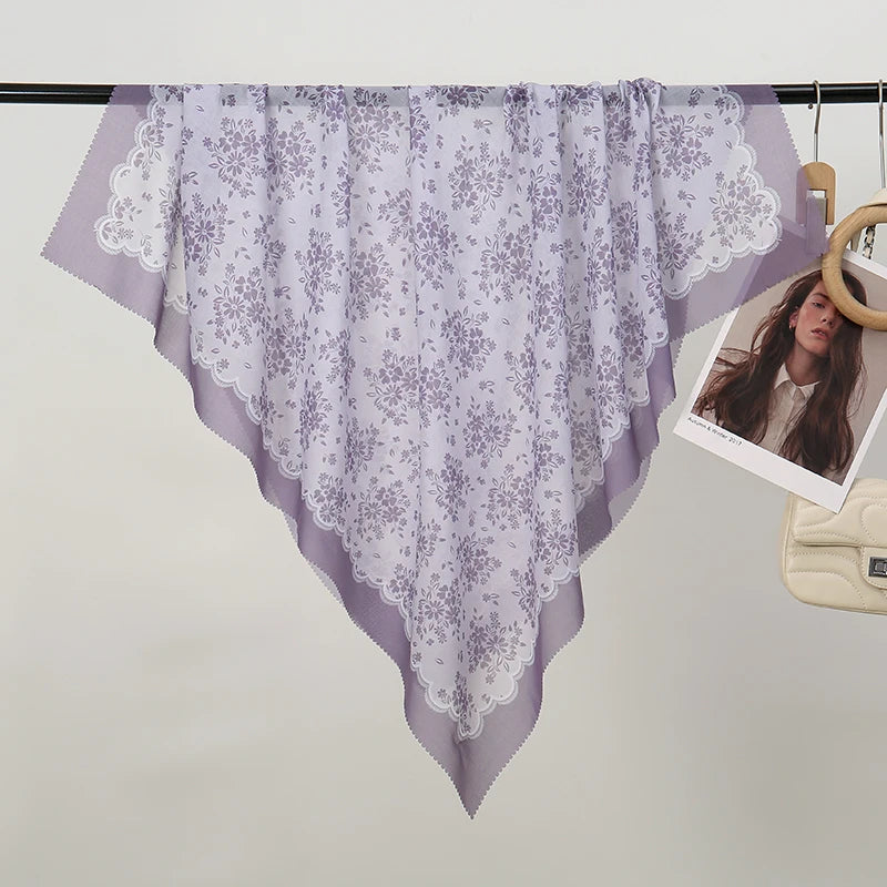 110*110cm Satin Square Scarf Women Big Size Shawl Ink Wash Style Luxury Design Scarf Floral Printed Handkerchief Damask Hijab