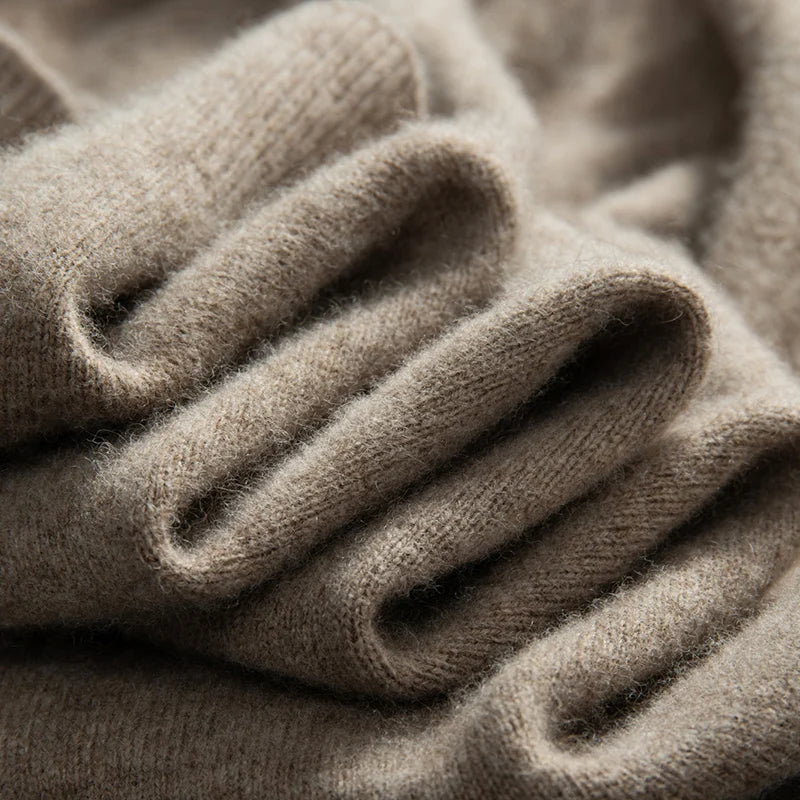 100% Pure Goat Cashmere Men's Crewneck Pullover Sweater Basic Half Sleeve Sweater Solid Color Business Casual Men's Top