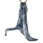 Spring and summer long strip 100% mulberry silk scarf blue silk scarf high literary sense sun protection large shawl thin