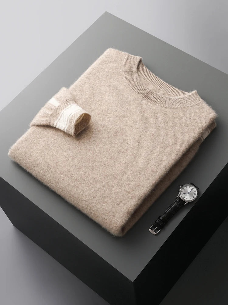 Yoyoselect Men 100% Cashmere Sweater Suit O Neck Pullover Casual Pants Luxury Soft Knitwear Autumn Winter Thick Warm Clothing