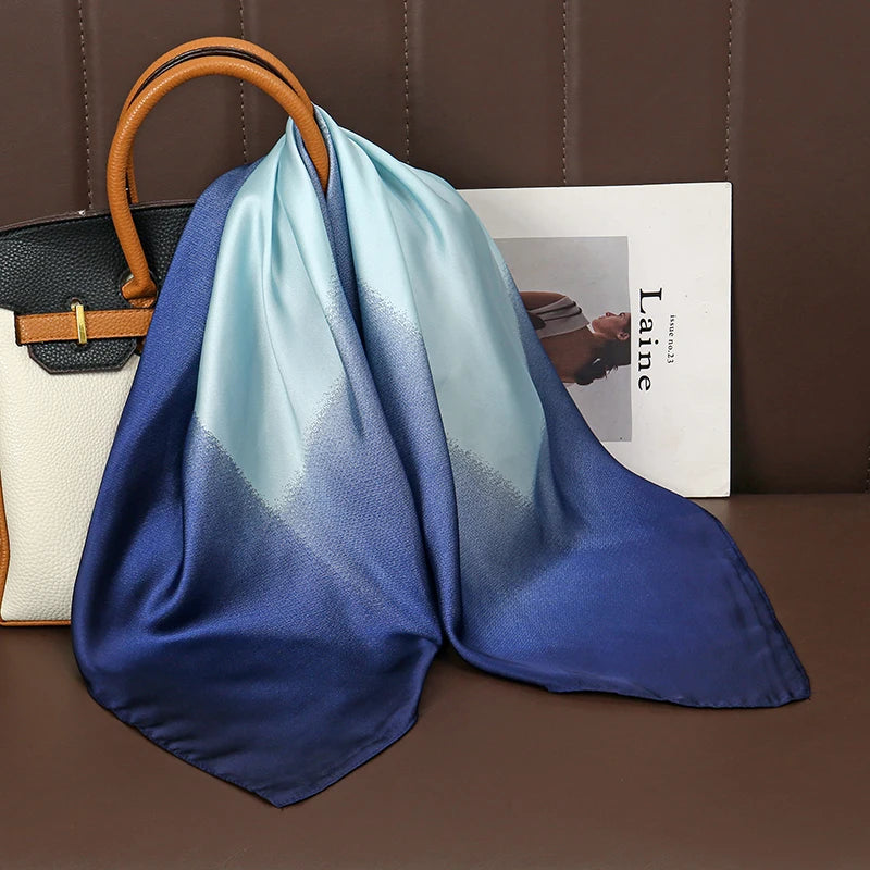 Luxury Print Satin Silk Square Scarf for Women Shawl Hijab Neckerchief Female Hair Ribbon Headband Fashion Wrap Bandana 2023 New