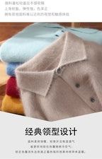 2025 Autumn And Winter New Men's Mink Wool Sweater POLO Collar Pullover Business Thick Warm Loose Oversized Knitted Sweater Tops