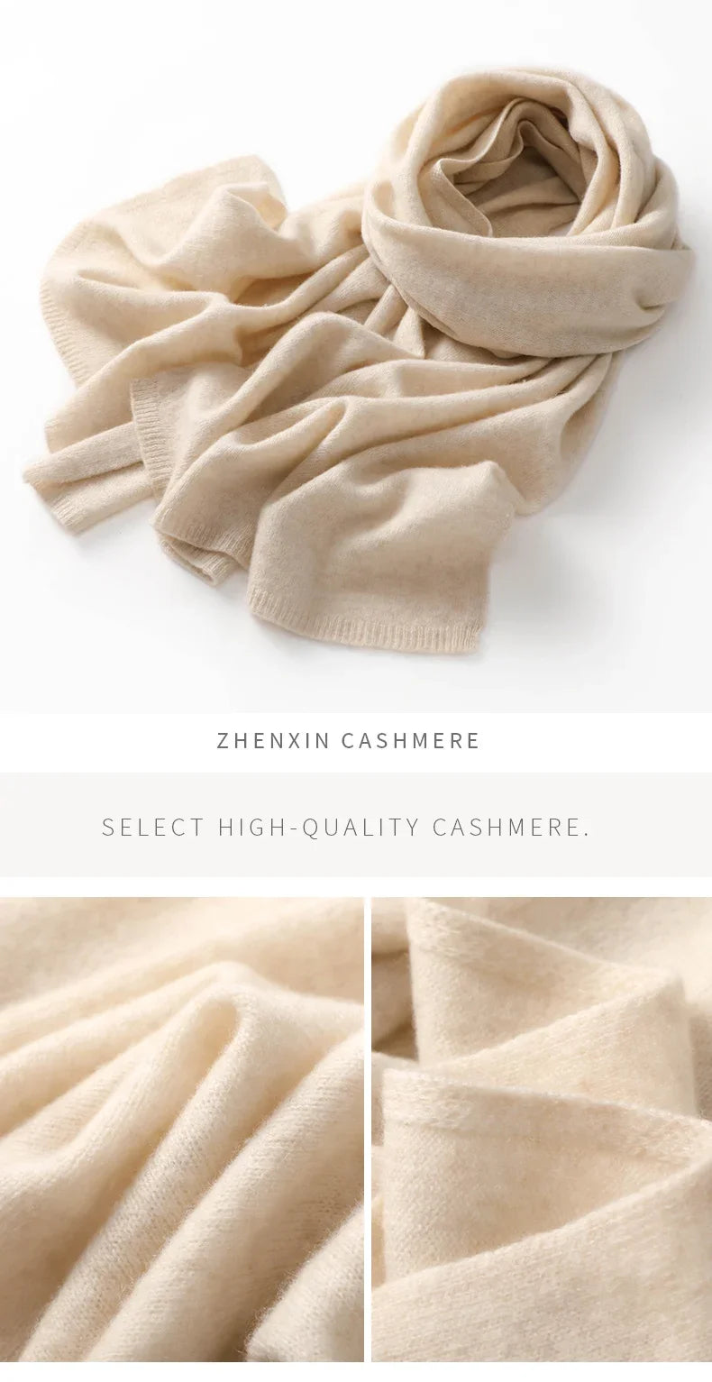 Quality 100% Cashmere Scarf for Women  Men Solid Color Warm Winter Knit Wrap, Soft Luxury Neck Warmer, Fashion Lightweight