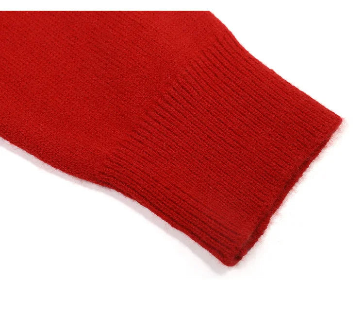 LOUIS YAO Jacquard Color Contrasting Cardigan 2025 Autumn/Winter Knitwear Christmas Day Casual Round Neck Women's Knitted Shirt