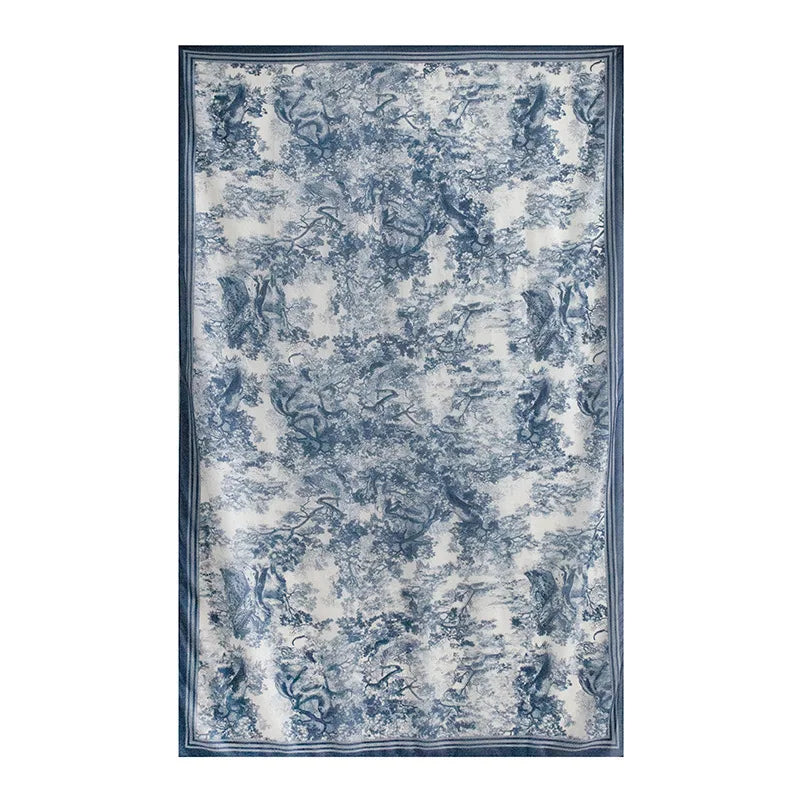 Spring and summer long strip 100% mulberry silk scarf blue silk scarf high literary sense sun protection large shawl thin