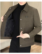 2024 Autumn Casual Business Jackets Men Slim Fit Social Office Outwear Korean Fashion Lapel Outwear Streetwear Windbreaker