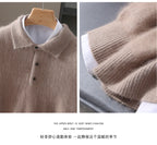 2025 Autumn And Winter New Men's Mink Wool Sweater POLO Collar Pullover Business Thick Warm Loose Oversized Knitted Sweater Tops
