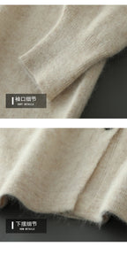 100% Pure Mink Cashmere Sweater Men's POLO Collar Wears Thick Button-Down Lapels And Solid Color Casual Knitted Bottoming Shirt