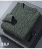 Winter New Men's Thickened Sweater Mink Cashmere Sweater Pullover Round Neck Twisted Large Size Casual Underlay Knitted Warm Top