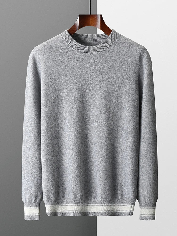 Yoyoselect Men 100% Cashmere Sweater Suit O Neck Pullover Casual Pants Luxury Soft Knitwear Autumn Winter Thick Warm Clothing