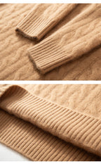 Men's 100% pure cashmere pullover casual solid color knitted sweater loose round neck Tops thick and warm Jumper