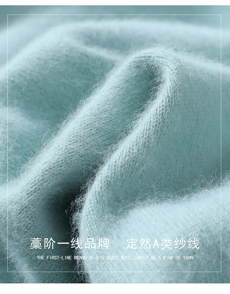 2025 Autumn And Winter New Men's Mink Wool Sweater POLO Collar Pullover Business Thick Warm Loose Oversized Knitted Sweater Tops